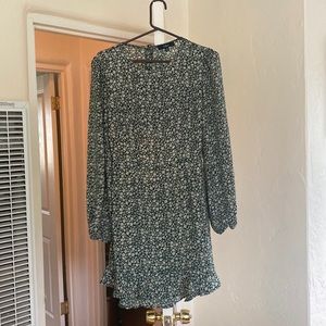 Green floral printed mini dress